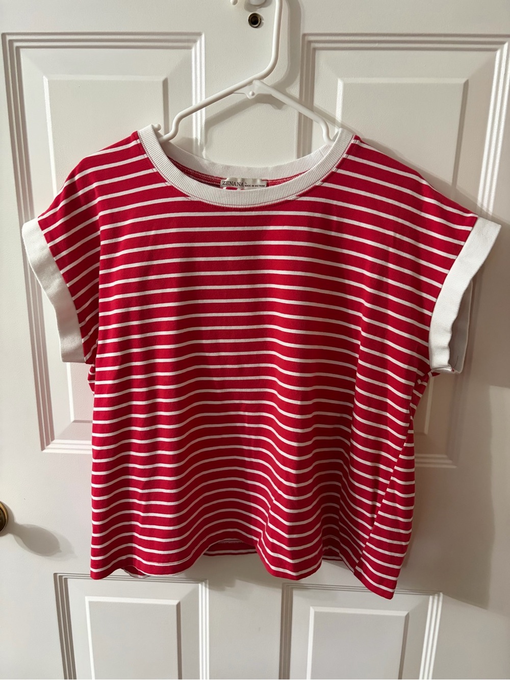 Striped Short Sleeve Short Set- Red & White